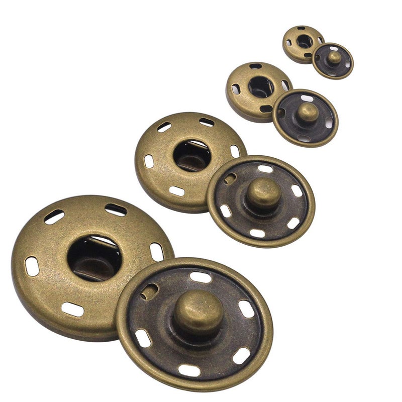 Enosea 55 Sets Sew-on Snap Buttons Metal Snap Fastener Durable Press Studs Buttons for Sewing Clothing, 4 Sizes - Image 1